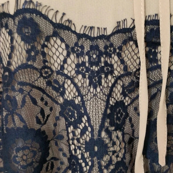 Bar III Womens Navy Lace Semi Sheer Blouse Small - Picture 6 of 8